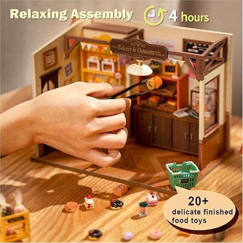 Rolife DIY Miniature Doll House Kit, Build Becka's Bakery Diorama House Building Set with LED Room Hobby Craft for Aduls Uniue Gifts for Adults thumbnail 4