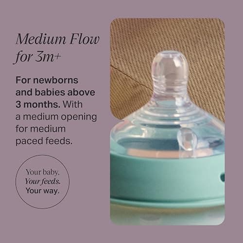 Tommee Tippee Natural Start Baby Bottle Teats, Medium Flow for 3m+, Pack of 2 Breast-Like Teats for a Natural Latch, with Anti-Colic Valve and BPA Free Soft Silicone thumbnail 3