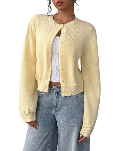 URMSPCL Cardigan Sweaters for Women Button Down Cropped Lightweight Cute Fall Fashion 2026 - Image 1