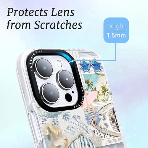 ChiCaseVer for iPhone 12 mini Case, Nostalgic Beach Collage with Surfboard & Stay Salty, Military-Grade Drop Protection, Coastal Soft Slim TPU Protective Cover with Camera Protection for Women & Girls thumbnail 2