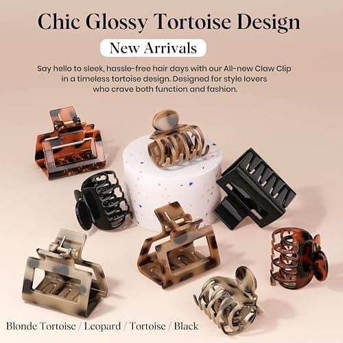 Oeusnael 8 PCS Medium Hair Clips for Women Girls - 2 Styles Rectangle and Double Row Teeth Small Claw Clips for Thin Thick Hair, Strong Hold Jaw Clips Stylish Leopard Print Hair Accessories, Tortoise thumbnail 6