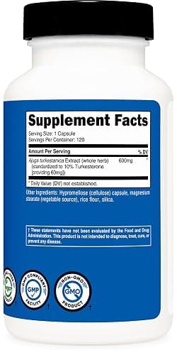 Nutricost Turkesterone Dietary Supplement 600mg, 120 Capsules - Vegetarian, Non-GMO & Gluten Free thumbnail 5