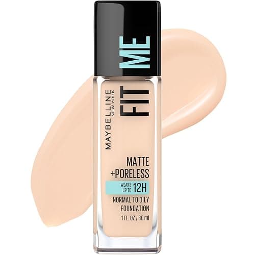 Maybelline Fit Me Matte + Poreless Liquid Oil-Free Foundation Makeup, Natural Ivory, 1 Count (Packaging May Vary) - Image 1