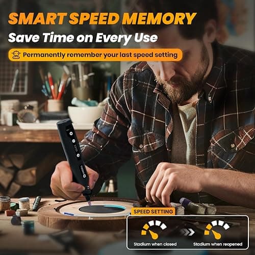 HARDELL Mini Cordless Rotary Tool Kit, 5-Speed for 3D Printer Sanding | Engraving Pen, 69 Accessories, 5000-18000RPM, 2000mAh, LED Light, for Precision Polishing, Drilling, Carving, DIY Crafts thumbnail 4