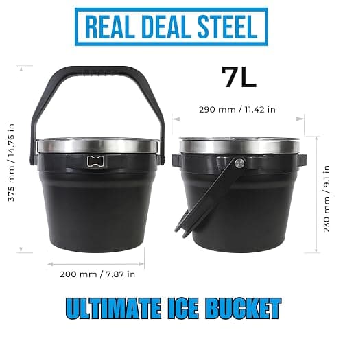 Large Insulated Ice Bucket with Lid – Stainless Steel Ice Bucket and Scoop – Ice Buckets for Parties, Bars – Ice Bucket with Lid and Scoop – Outdoor Ice Bucket, Champagne (Natural Stainless) thumbnail 3
