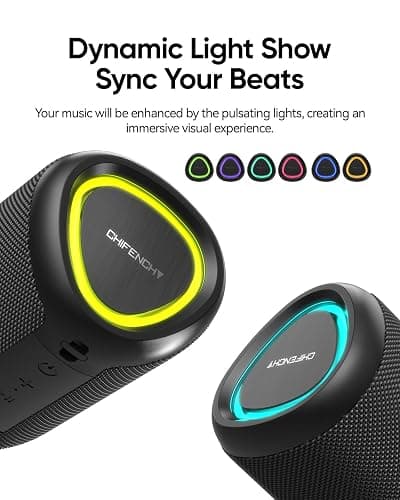 Portable Bluetooth Speaker with Lights, Stocking Stuffers, Powerful Crystal Clear Sound, IPX5 Waterproof, All Day Playtime, BT 5.3, TWS Paring, Small Wireless Speaker for Outdoor, White Elephant Gifts thumbnail 3