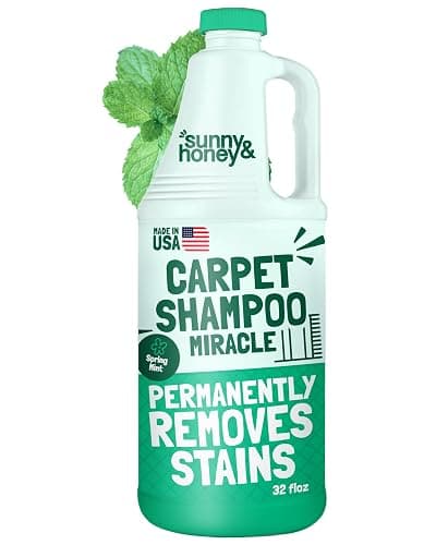 Sunny & Honey Carpet Cleaner Shampoo Solution for Machines, 32floz Mint | USA Made - Stain and Odor Eliminator - Cleans Carpets and Upholstery - For Upright and Spot Cleaners - Concentrated Formula - Image 1