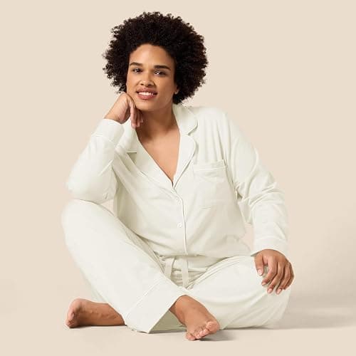 Amazon Essentials Women's Cotton Modal Long-Sleeve Shirt and Full-Length Bottom Pajama Set thumbnail 7