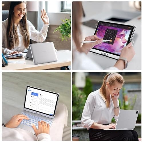 typecase Touch Keyboard Case for iPad Air 11"(M4/M3/M2, 2026/2025/2024) & Pro 11(Gen 1-4), Air 5/4 – 360° Rotatable, 11-Color Backlit, Multi-Touch Trackpad, Pencil Holder, Thin & Light, Silver thumbnail 8