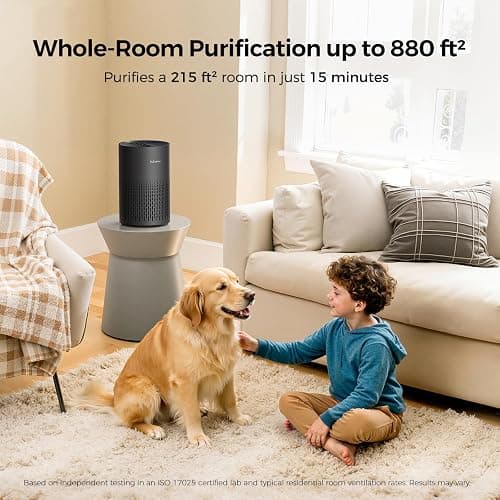 Purivortex Air Purifiers for Bedroom, Quiet Air Purifier with HEPA Filter for Pollen, Smoke, Dust, Pet Dander, Odor, Hair, Ozone Free, Covers Up to 880 Sq Ft, PX500 Black thumbnail 2