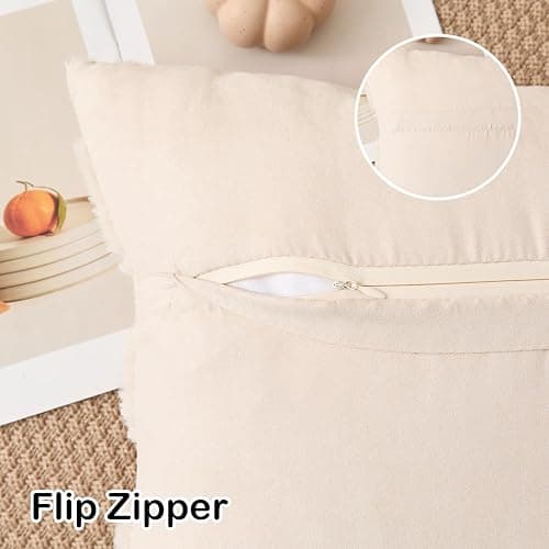 Kevin Textile Pumpkin Fall Throw Pillow Covers 18x18 Inch Set of 2 Luxury Soft Halloween Decorative Lumbar Pillowcases for Harvest Holiday Soft Couch, Beige thumbnail 3