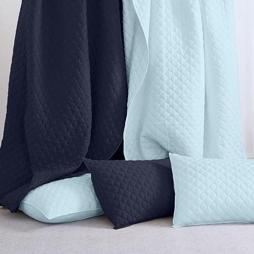 HORIMOTE HOME Quilt Twin Size Aqua Blue, Lightweight Quilt for Summer Ultra-Soft Microfiber Modern Style Quilted Clouds Pattern Bedspread Quit Set 2 Pieces (1 Quilt and 1 Pillow Sham) thumbnail 6