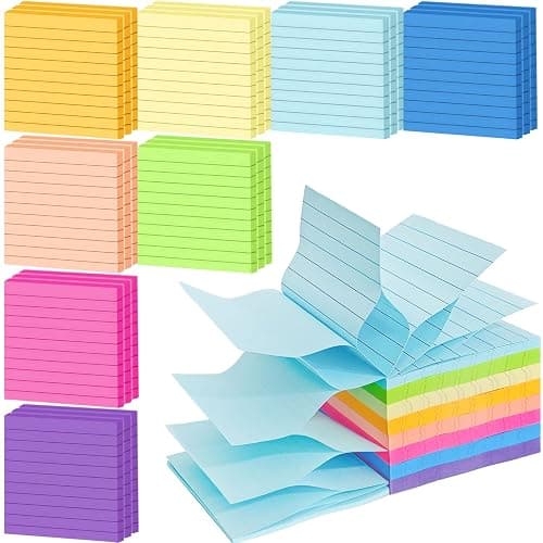 24 Pack 1920 Sheets Pop Up Sticky Notes Lined 3x3 inch Self-Stick Notes Pads Post Lined Sticky Note Pads Accordion Pop Up Notes Refill for Dispenser Home Office School, 80 Sheets/pad (Bright Color) - 24 - Bright Color - Image 1