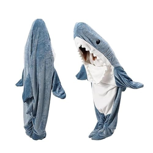 QUSLLIS Shark Blanket - Blanket - Made of Super Soft, Cosy Flannel with Hood, Jumpsuit, Hoodie, Shark Sleeping Bag, Portable Blanket for Adults and Children, XL - Image 1