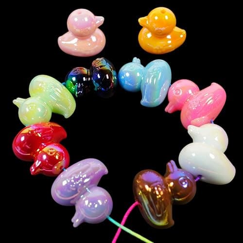 40Pcs Mixed Colors Acrylic Duck Beads for Pens, UV Plating Focal Beads Loose Beads Bulk Set for Keychain Pens Lanyards Bracelet Necklace Jewelry thumbnail 6
