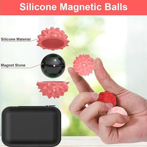 JoyJoyful 8 PCS Magnetic Balls Fidget Toy for Adults Kids, Stress Relief Sensory Toys for Autism, Magnet Fidget Balls, Silicone Textures Gadgets Office Desk Toy, Stocking Stuffers (Red) thumbnail 4