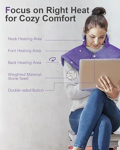 Heating Pad for Neck and Shoulder Pain Relief, Christmas Gifts for Women Mom Wife Sister Grandma Elderly, 2lb Electric Neck Back Heated Pad for Lady, Stocking Stuffers for Her Girlfriend, Purple thumbnail 3