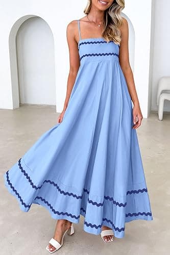 PRETTYGARDEN Women's 2026 Summer Flowy Maxi Dress Casual Sleeveless Spaghetti Strap Ruffle Beach Long Dresses thumbnail 6