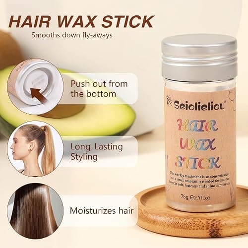 Seiolieliou 4-in-1 Hair Styling Cream Set, Hair Finishing Stick, Hair Wax Stick, Boar Bristle Brush & 3 Combs Set | All-in-One Professional Hair Styling Kit for Frizz Control, Shine & Hold thumbnail 4