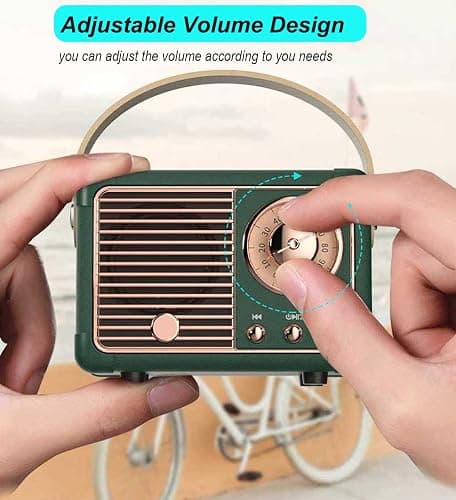 Dosmix Retro Bluetooth Speaker, Vintage Decor, Mini Wireless Bluetooth Speaker, Cute Old Fashion Style for Kitchen Desk Bedroom Office Party Outdoor Accessories for iPhone Android (Green) thumbnail 3