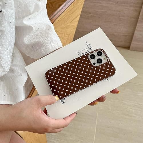 Reezaddin Brown Polka Dot Phone Case for iPhone 15 6.1in,Retro Vintage Cute Aeshtetic Classic Minimalist Chic Pattern Protective Cover for Girls Women thumbnail 7