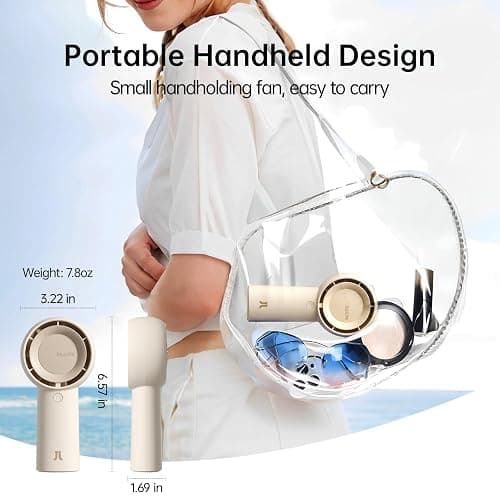 JISULIFE Handheld Portable Turbo Fan [16H Max Cooling Time], 4000mAh USB Rechargeable Personal Battery Operated Mini Small Pocket Fan with 5 Speeds for Travel/Outdoor/Vacation/Concerts - Brown thumbnail 5