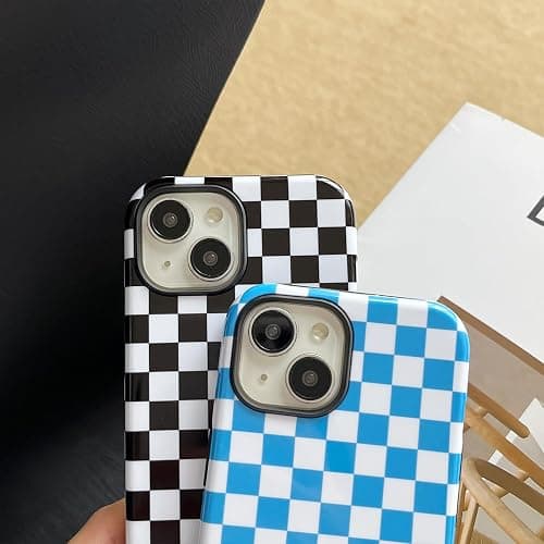 Longlayss Compatible with iPhone 13/14 Case Cute Aesthetic Checkerboard Checkered Phone Case for Women Girl Shockproof Slim TPU and Hard PC Protective Cover (Antique White) thumbnail 8