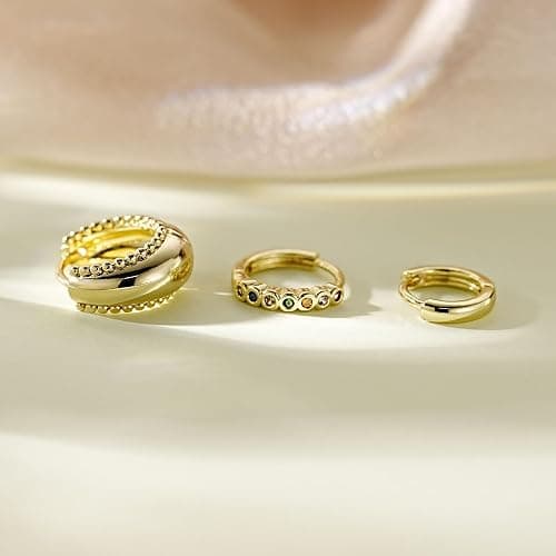 4Pairs Statement Gold Hoop Earrings for Women Trendy,Surgical Steel Gold Plated Hoop Hypoallergenic Earrings Set,Titanium Hoops Earring Stacks,CZ Cartilage Huggie Hoops Earring Gifts for Girlfriend thumbnail 8