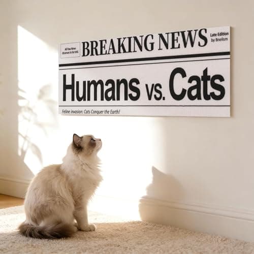 BNEKOLISM Wall Cat Scratcher for Indoor Cats - Reusable & Damage-Free Wall-Mounted Fabric Scratching, DIY for Furniture and Wall Protection (11.81''x31.50'', Humans vs Cats in a Battle) - Image 1