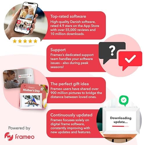 Frameo White 10.1 Inch Smart WiFi Digital Photo Frame,Digital Picture Frame Wi-Fi with 32GB Storage & SD Slot, Electronic Picture Frame IPS Touch Screen with Auto-Rotate, Gifts for Mom, House Warming thumbnail 2