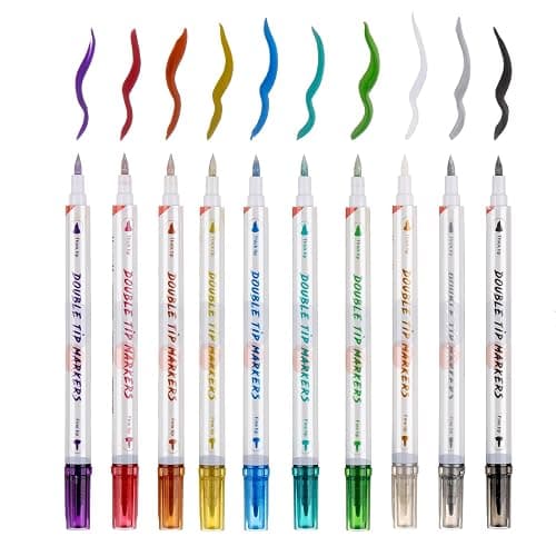 HAWINK Temporary Tattoo Markers for Skin, 10 Body Markers + 56 Large Tattoo Stencils, Dual-End Tattoo Pens Make Bold and Fine Lines ZYH2208001KIT thumbnail 3