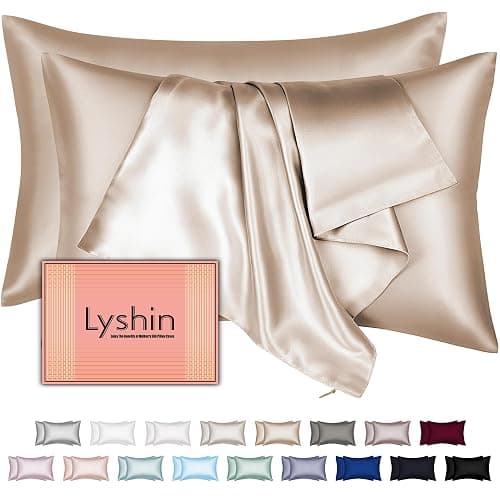 Mulberry Silk Pillow Cases 2 Pack Standard Size 20x26 Inches with Hidden Zipper, Ultra Smooth and Soft Breathable Cooling Silk Satin Pillowcase Set of 2, Better for Hair and Skin, Gifts for Women Men - Image 1