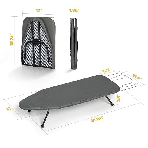 Small Ironing Board Tabletop, RAINHOL Compact Portable Iron Board Foldable with Cover and Pad, Countertop Mini Ironing Table for Travel and Space Saving, 31"x12", Black - Black thumbnail 2