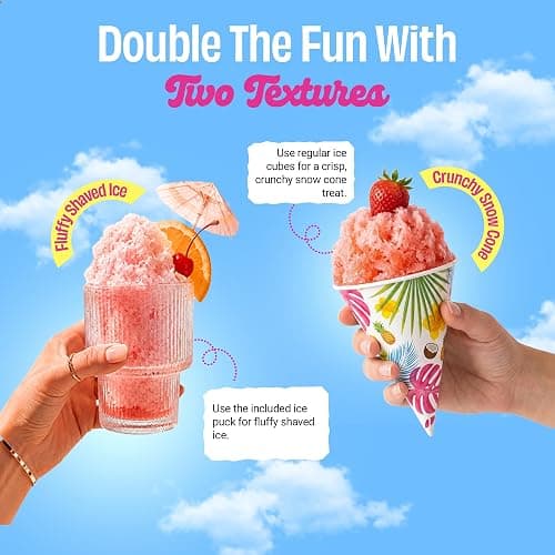 Hawaiian Shaved Ice S900A Snow Cone and Shaved Ice Machine with 2 Reusable Plastic Ice Mold Cups, Non-slip Mat, Instruction Manual, 1-year Manufacturer’s Warranty, 120V, White thumbnail 5