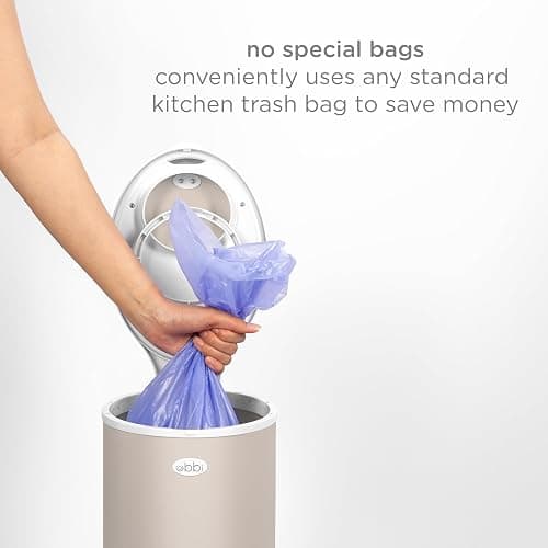 Ubbi Stainless Steel Diaper Pail, Odor Locking, No Special Bag Required, Award-Winning, Registry Must-Have, Taupe thumbnail 4