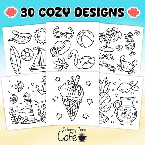 Cozy Summer: Bold & Easy Coloring Book for Adults and Teens Featuring Fun Summer Designs for Stress Relief and Relaxation (Bold and Easy Coloring Books) thumbnail 3