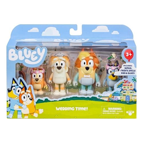 Bluey Figure 4-Pack Wedding Time, Re-Enact Uncle Rad and Frisky's Wedding Day and Bingo Flower Girl Figures thumbnail 5