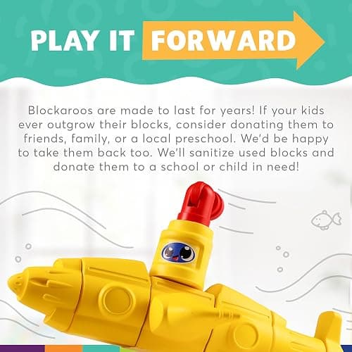Blockaroo Magnetic Foam Building Blocks - 10-Piece Submarine, Bath Toys for Toddlers, Preschool Toys, Bathtub Toys, Sensory Toys, Blocks for Toddlers 3-5, Engineering Toys for Kids 3-5, Bath Blocks thumbnail 6