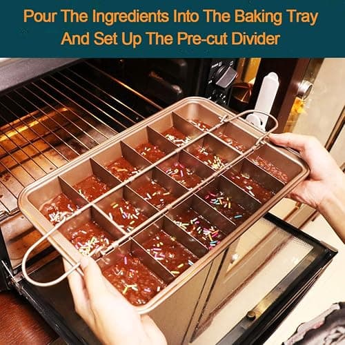 SUJUDE Non Stick Brownie Pan with Dividers, High Carbon Steel Baking Pan, Makes 18 Pre-cut Brownies All at Once - 10.3 X 6.4 X 1.6 Inches （Inside Dimension） thumbnail 4