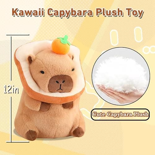 Acgtrick Cute Capybara Plush Soft Capybara Stuffed Animal with Bread Kawaii Capybara plushie with Orange Capybara Plush Toys Hugging Gifts for Kids Girls Boys 12 inch thumbnail 3