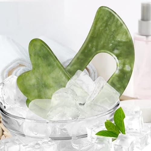 airogym Jade Stone Gua Sha Massage Tool Set Body GuaSha Tool with Handle Muscle Scraping Massage Tools Facial Anti Cellulite Spa Acupuncture Tools for Back Neck Face Leg Massage, Lymphatic Drainage thumbnail 6