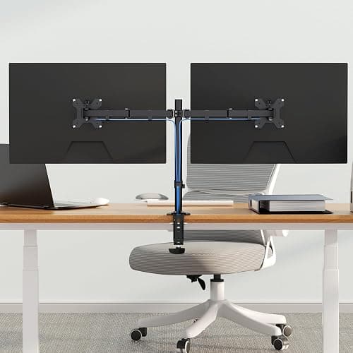Pholiten Dual Monitor Stand, Heavy Duty Adjustable Monitor Arm Desk Mount for 2 Screens up to 32 Inches, Tilt, Swivel, Rotate, Supports Tilt, Swivel, Rotate, Supports 22 lbs per Monitor Arm thumbnail 8