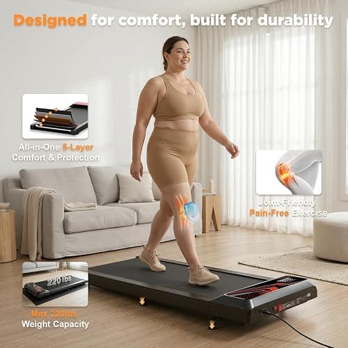 2.5HP Walking Mat with Incline pad,Under Desk Treadmill, Walking Running Pad with Remote, 3 in 1 Low Noise Small Mini Portable Treadmill with Led Screen, Compact Treadmills for Home, 265lbs Capacity thumbnail 4