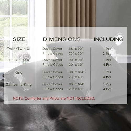 P Pothuiny 5 Pieces Satin Duvet Cover Full/Queen Size Set, Luxury Silky Like Black Duvet Cover Bedding Set with Zipper Closure, 1 Duvet Cover + 4 Pillow Cases (No Comforter) thumbnail 2
