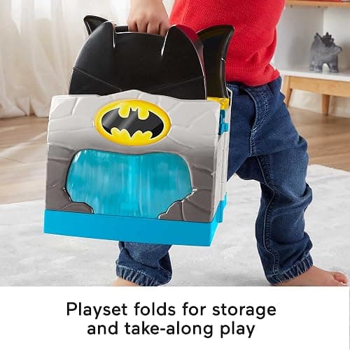 Fisher-Price Little People DC Super Friends Toddler Toy Deluxe Batcave Playset with Batman Figure for Pretend Play Ages 18+ Months thumbnail 6