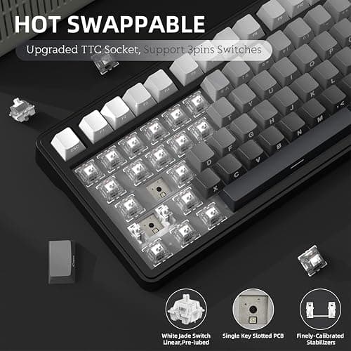 A.JAZZ x ATTACK SHARK X85 Gasket Mechanical Keyboard,75% Wireless Gaming Keyboard with Knob,5-Layer Padding,PBT Side-Printed Keycap,BT5.1/2.4Ghz/USB-C Wired,Hot-Swap Linear Switch,RGB,NKRO,for PC,MAC thumbnail 8
