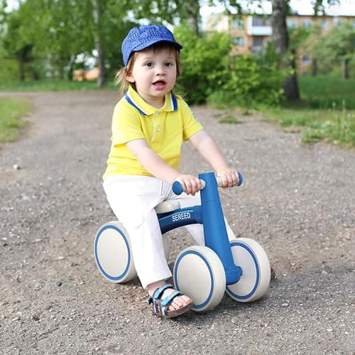 SEREED Baby Balance Bike for 1 Year Old Boys Girls 12-24 Month Toddler Balance Bike, 4 Wheels Toddler First Bike, First Birthday Gifts - Blue New thumbnail 9