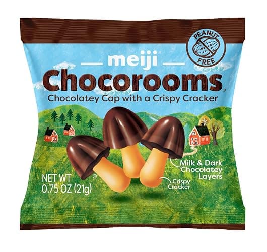 MEIJI Chocorooms Crispy Crackers - .75oz, Pack of 24 - Crunchy Pretzel Shell with Smooth Delicious Crème thumbnail 4