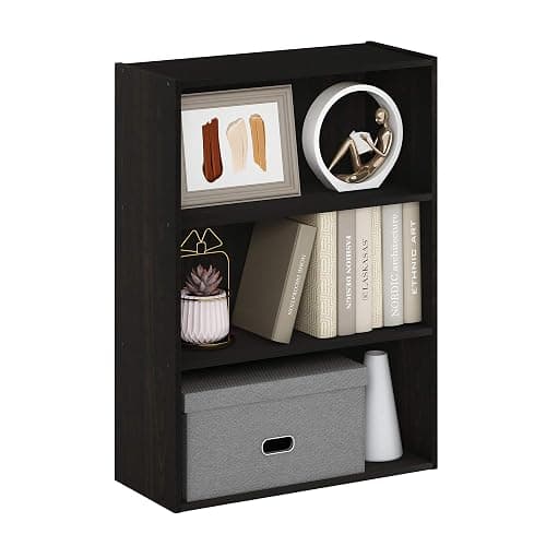Furinno PASIR Book Shelf, 3-Tier Bookshelf, Storage Shelves Bookcase, 9.7 x 23.7 x 31.5, for Living Room, Bedroom, Home Office, Espresso thumbnail 7