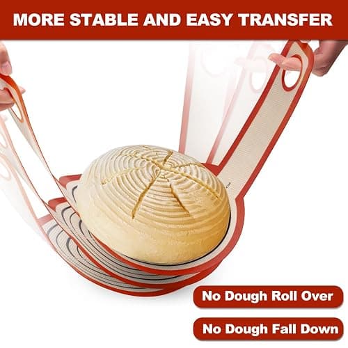 Silicone Bread Sling Dutch Oven - Best Japan Silicone Non-Stick & Easy Clean Reusable Baking Mat With Extra Long Handles, Baking Sheet Liner, 2 Brown Set for Transferable Dough thumbnail 3
